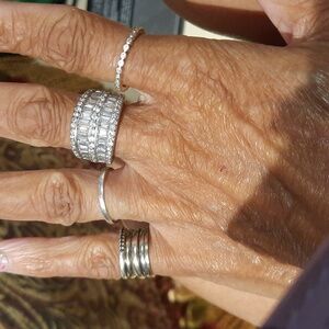 Massive Baguettes Cluster Solid sterling silver CZ ring